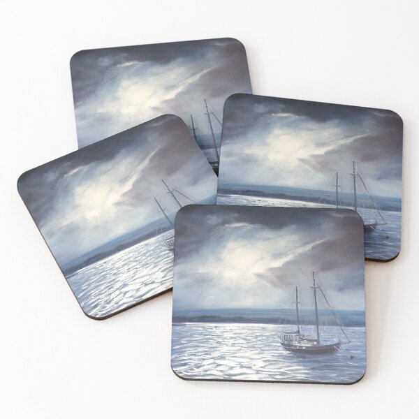 Item preview, Atmospheric painting of Poole Harbour with dramatic sky designed and sold by KateMarr-Art.