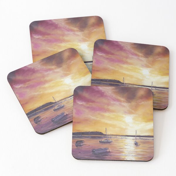 Item preview, Dramatic sunset sky over Poole Harbour, Dorset, UK. Oil painting by Kate Marr designed and sold by KateMarr-Art.