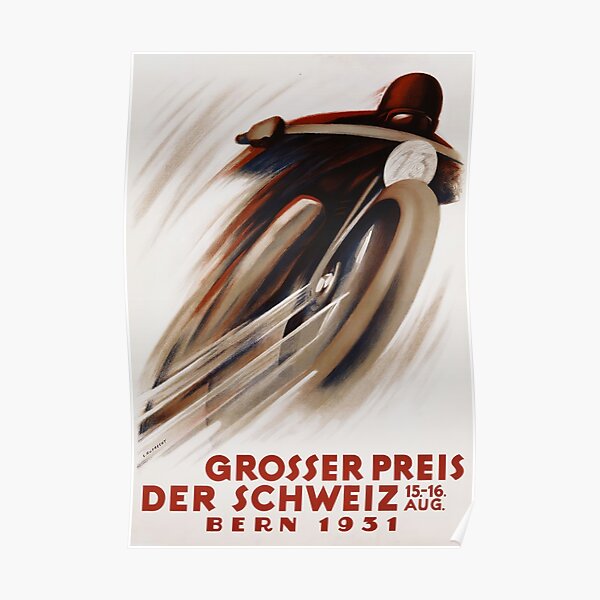 Art Deco annonce moto suisse sport automobile Poster