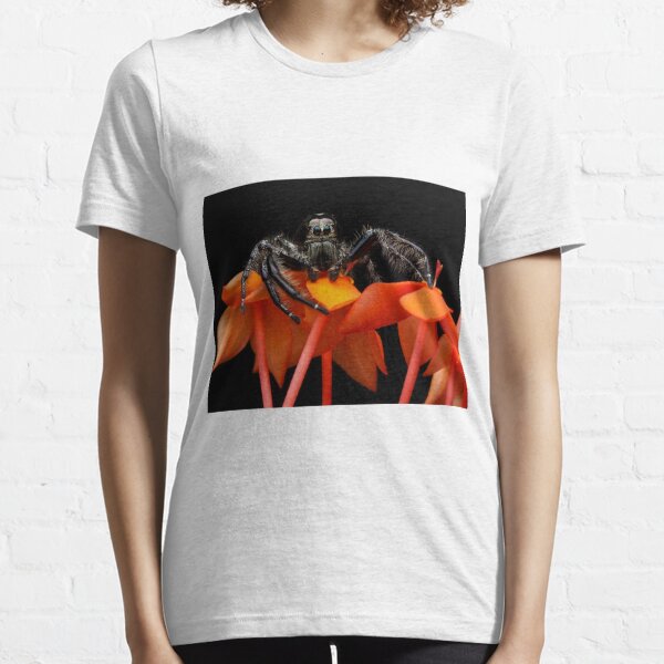 Jumping spider macro Hyllus On Flowers Essential T-Shirt