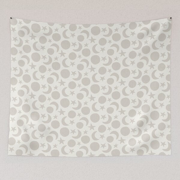 Item preview, Scandi style moon and stars crema y beige designed and sold by Handypanda.