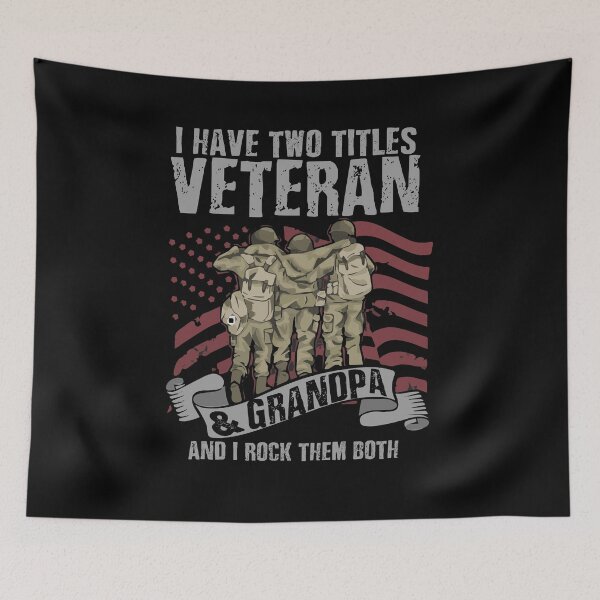 Item preview, Vintage I Have Two Titles Veteran & Grandpa Proud Papa T-Shirt designed and sold by Nerd Digs.