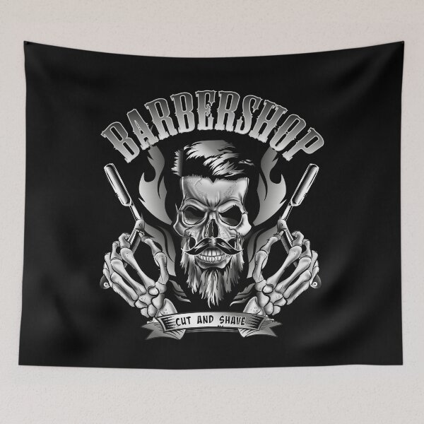 Item preview, Skull or skull in barbershop with beard designed and sold by Grafikdiva.