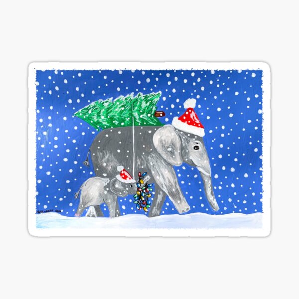 Holiday Elephants Sticker