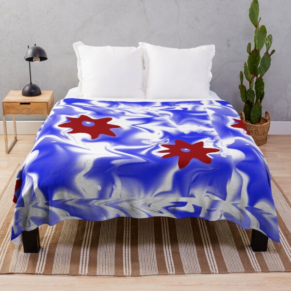 Item preview, Two red blooms on blue designed and sold by Tiia Vissak.