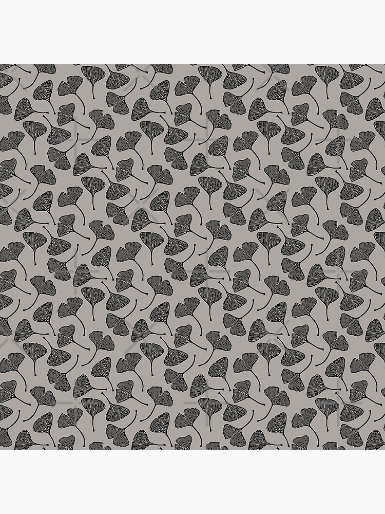 Ginkgo Vector Black on Warm Grey by beththompsonart
