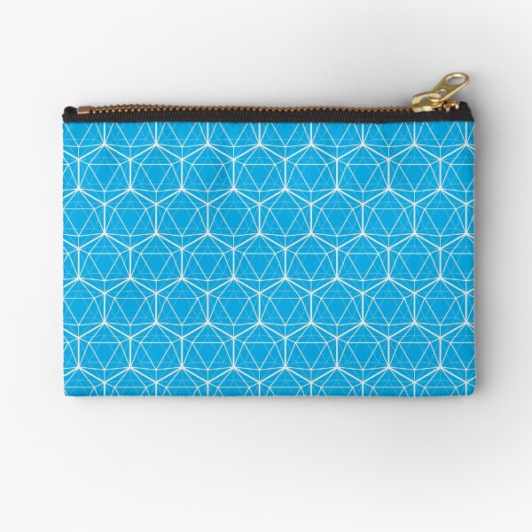 Icosahedron White on Bright Blue Zipper Pouch