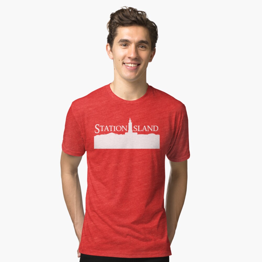 Station Island - Logo White Tri-blend T-Shirt