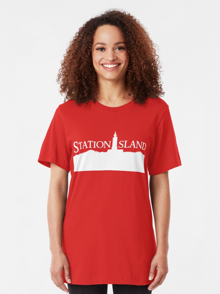 Alternate view of Station Island - Logo White Slim Fit T-Shirt