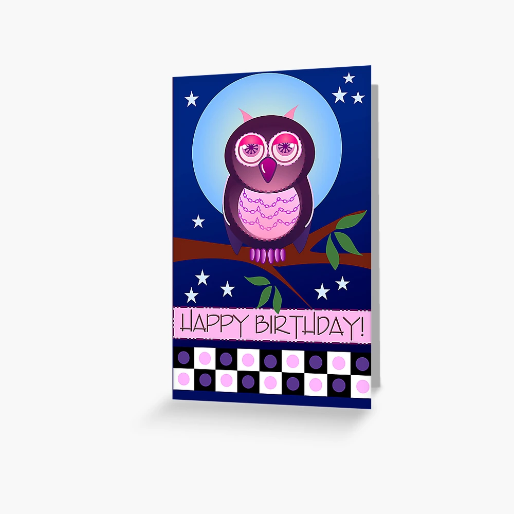 happy-birthday-card-with-owl-greeting-card-for-sale-by-walstraasart-redbubble for Free Printable Owl Birthday Cards Happy Birthday card with Owl