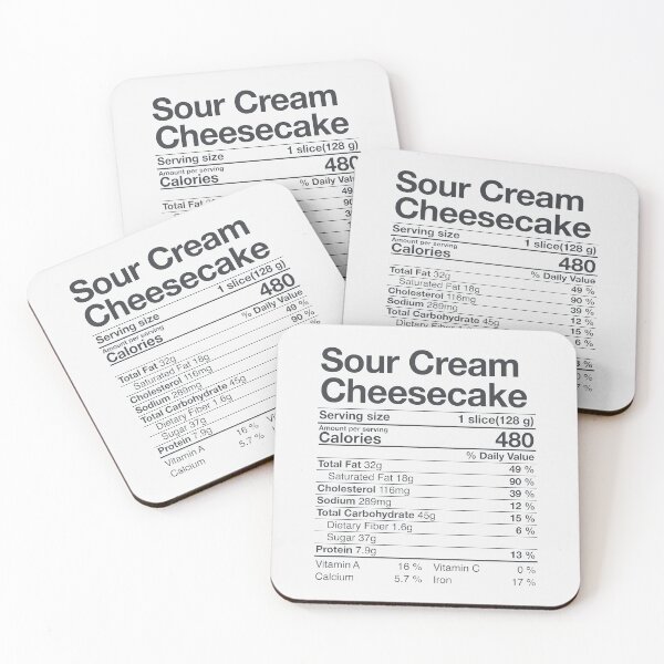 Item preview, Sour Cream Cheesecake Nutritional Facts Thanksgiving Gift  designed and sold by Nikolaienko Artem.