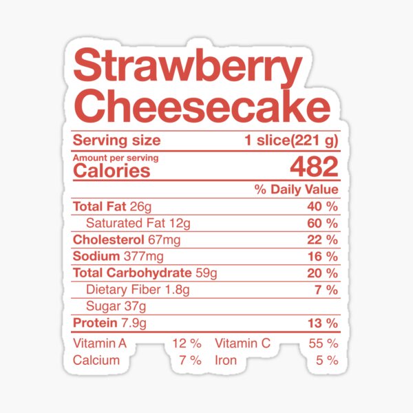 "Strawberry Cheesecake Nutritional Facts Thanksgiving Gift" Sticker for