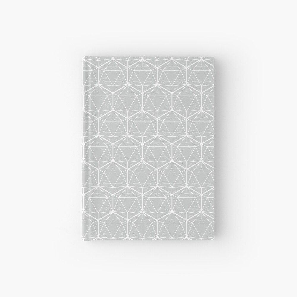 Icosahedron Pattern White on Soft Gray Hardcover Journal