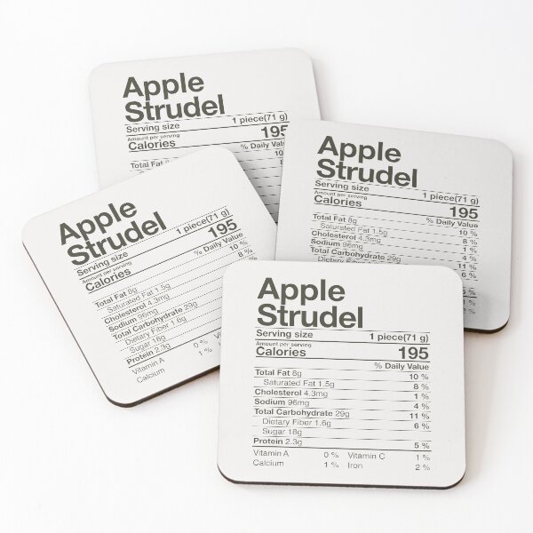 Item preview, Apple Strudel Nutritional Facts Thanksgiving Gift Turkey Day  designed and sold by Nikolaienko Artem.