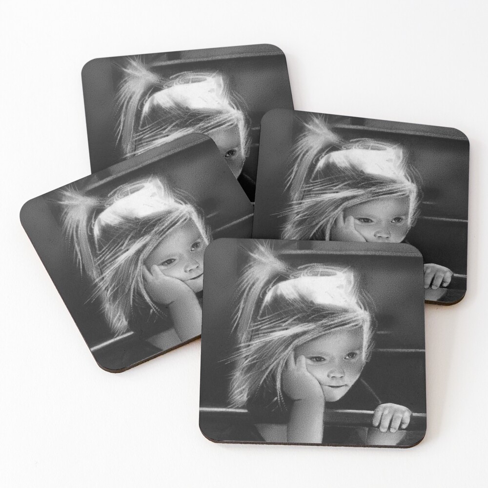 That one childhood playground that got torn down/you never saw again (charcoal drawing) Coasters (Set of 4)