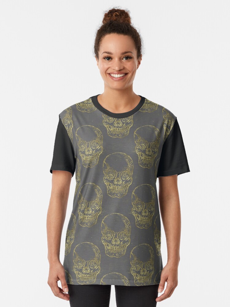 Graphic T-Shirt, Golden Skull designed and sold by Beth Thompson