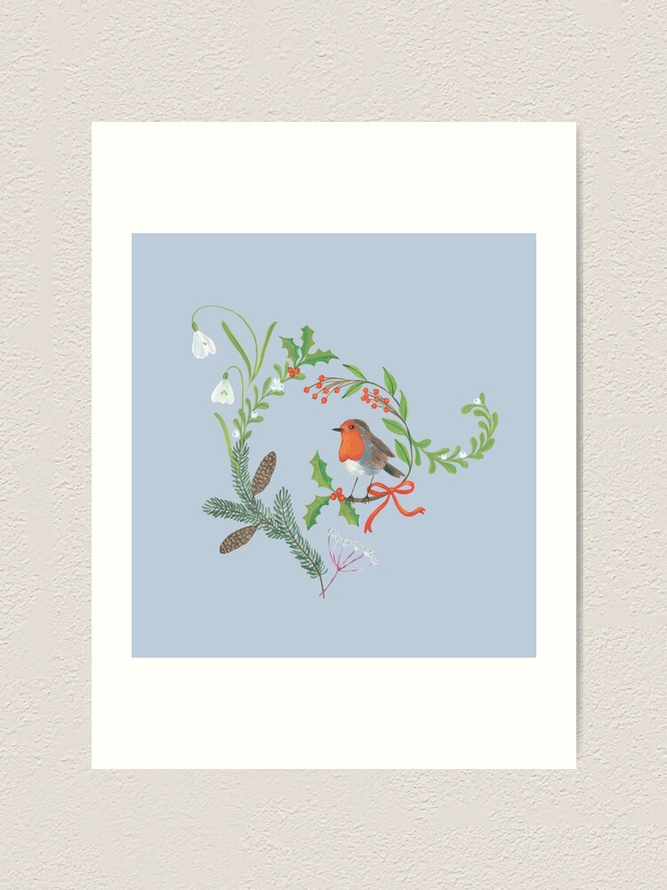 Alternate view of Christmas Chintz with Robin - Traditional chintz by Cecca Designs Art Print