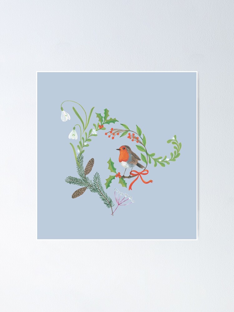 Alternate view of Christmas Chintz with Robin - Traditional chintz by Cecca Designs Poster