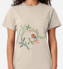 Christmas Chintz with Robin - Traditional chintz by Cecca Designs Classic T-Shirt