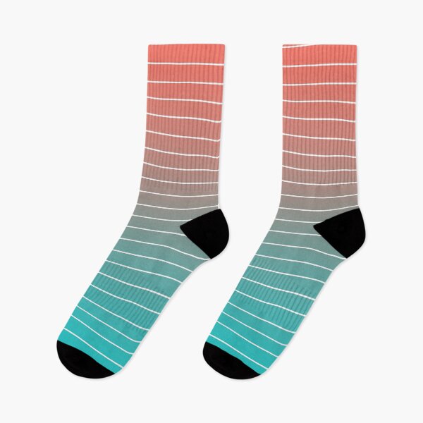 Item preview, Coral and Turquoise Ombre Stripes designed and sold by SOCKSbySBD.