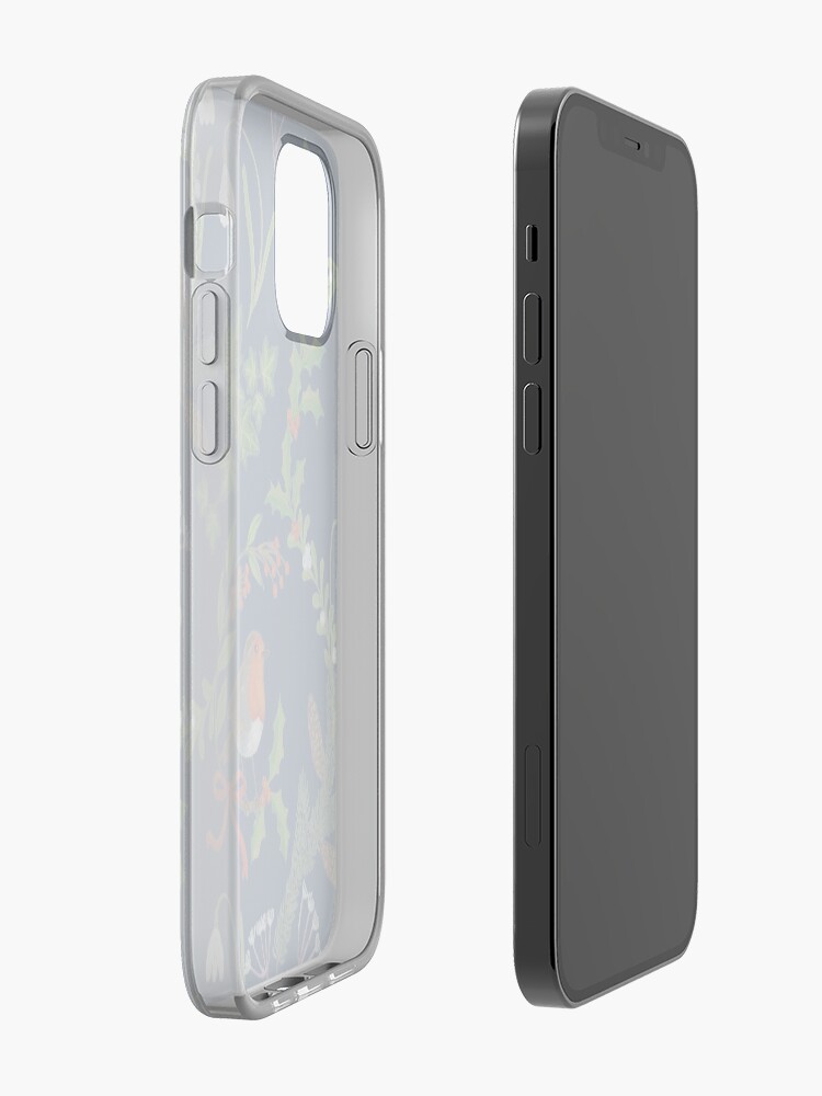 Alternate view of Christmas Chintz with Robin - dark blue Traditional chintz by Cecca Designs iPhone Case & Cover