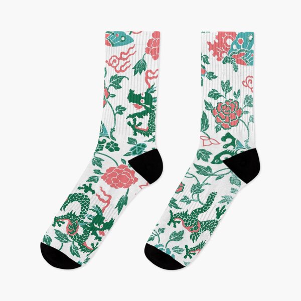 Item preview, Dragons and Flowers designed and sold by SOCKSbySBD.