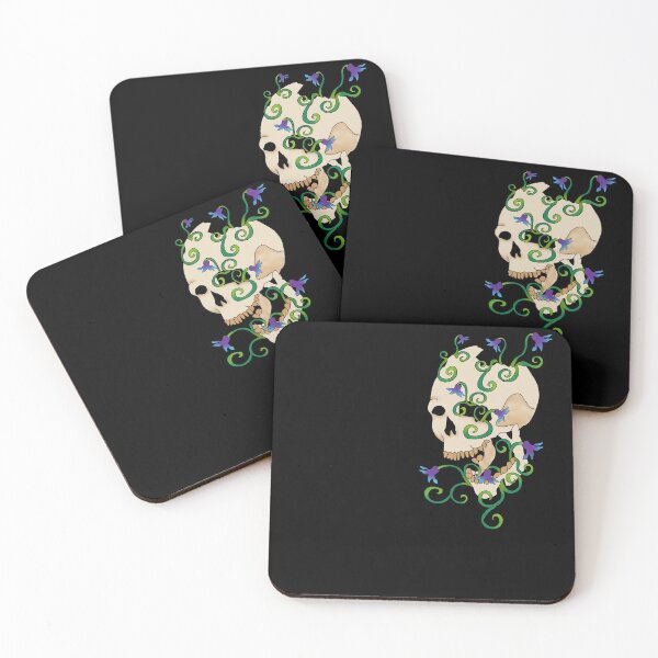 Item preview, skull with  flowers designed and sold by kyrnn.