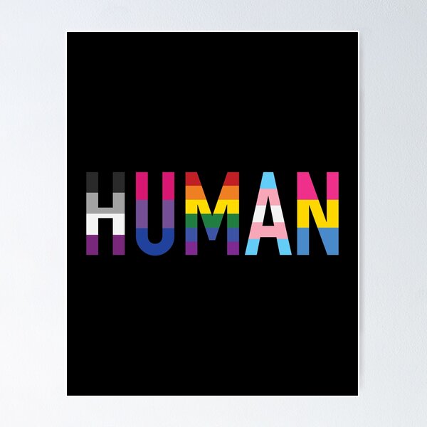 Vista previa del artículo con la obra «Humano, Varias Banderas Queer 1», diseñado y vendido por Skyler Orion X.