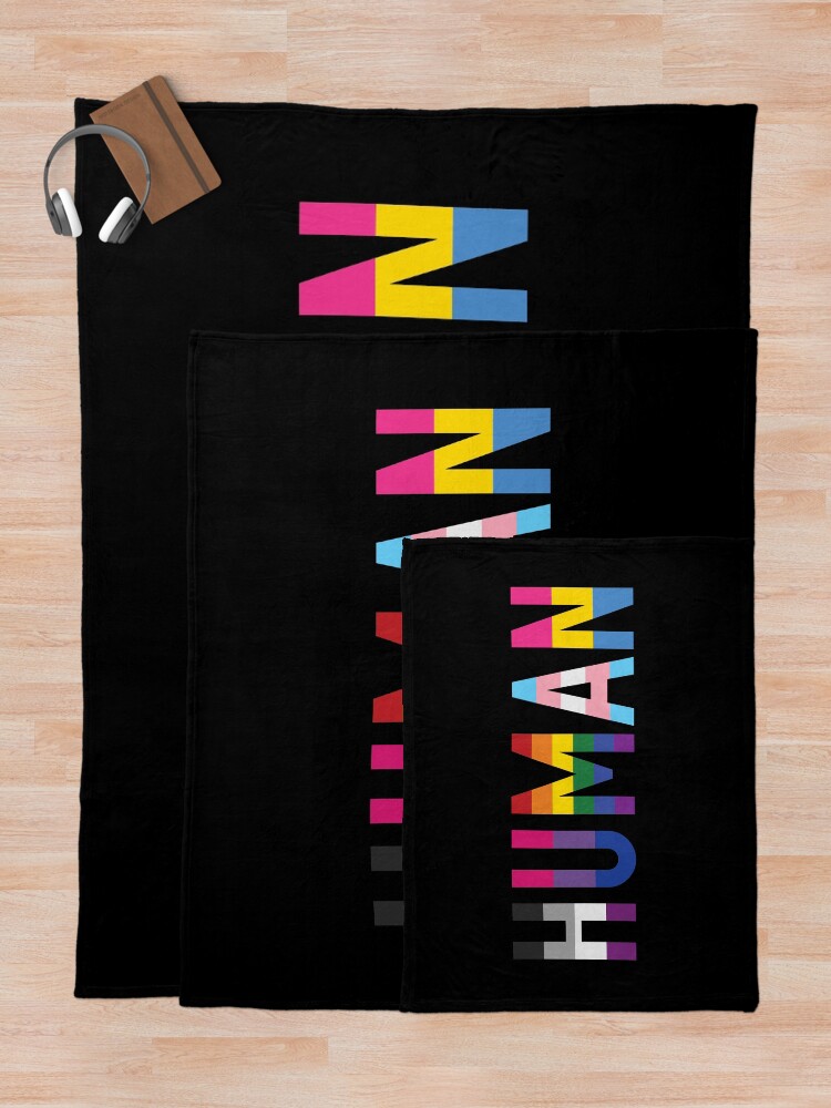 Alternate view of Human, Various Queer Flags 1 Throw Blanket