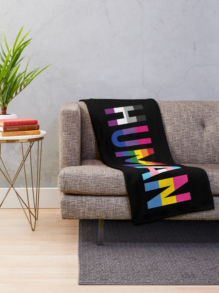 Alternate view of Human, Various Queer Flags 1 Throw Blanket
