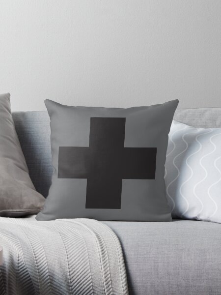 Aperçu de l'œuvre Croix suisse noire sur gris créée et vendue par Latte Design.