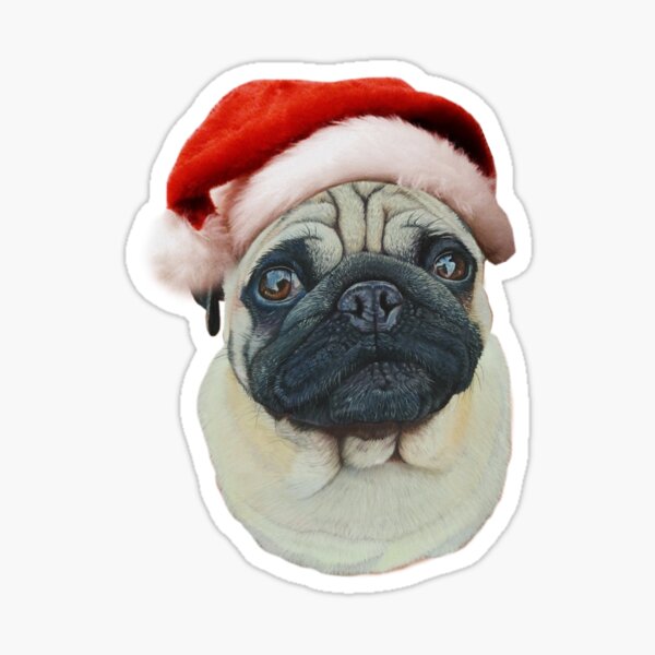 Holographic Christmas Tree Pug Sticker – Milkshake the Pug