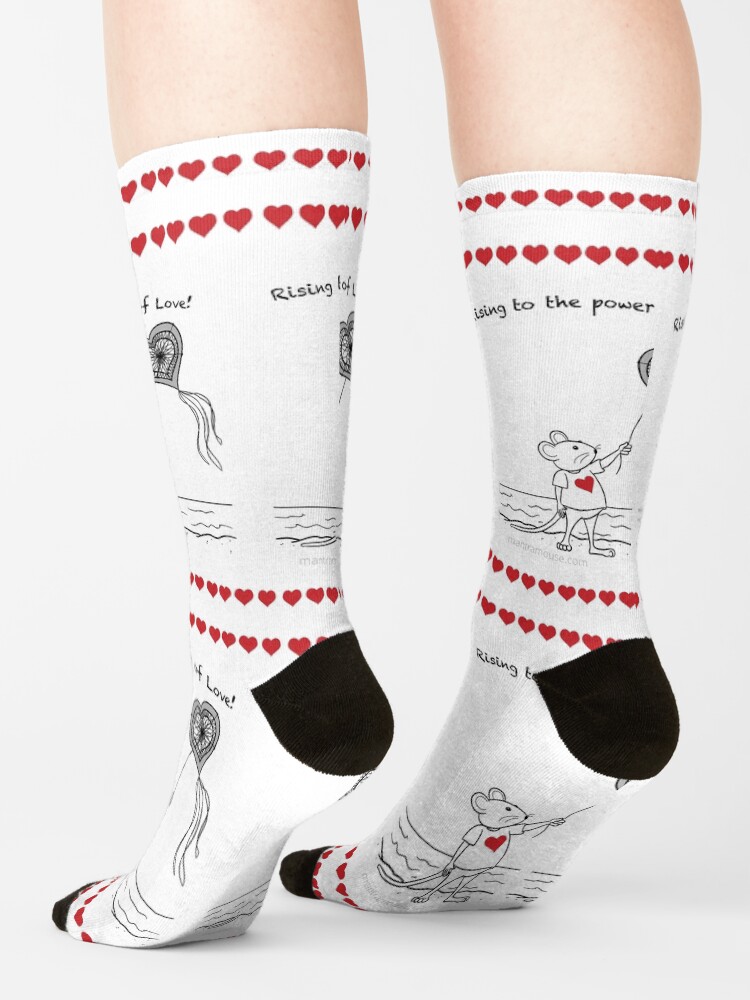 Thumbnail 4 of 5, Socks, MantraMouse® Rising to Love Cartoon designed and sold by donnamartini.