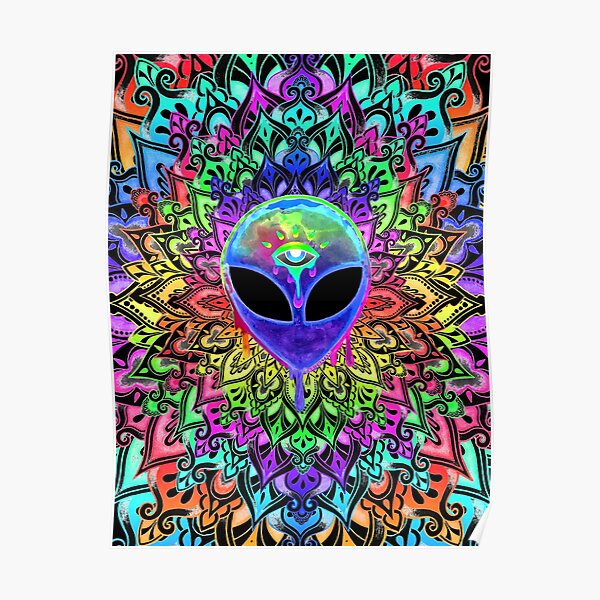 PsyAlien Mandala - purple Poster