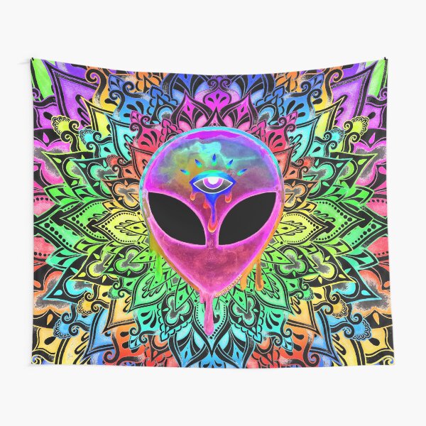 PsyAlien Mandala - pink Tapestry