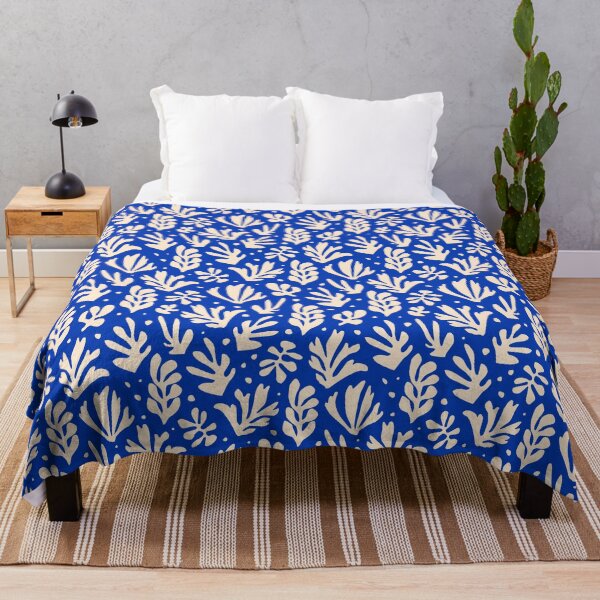 Leaves Pattern Plants Inspired by Henri Matisse Throw Blanket