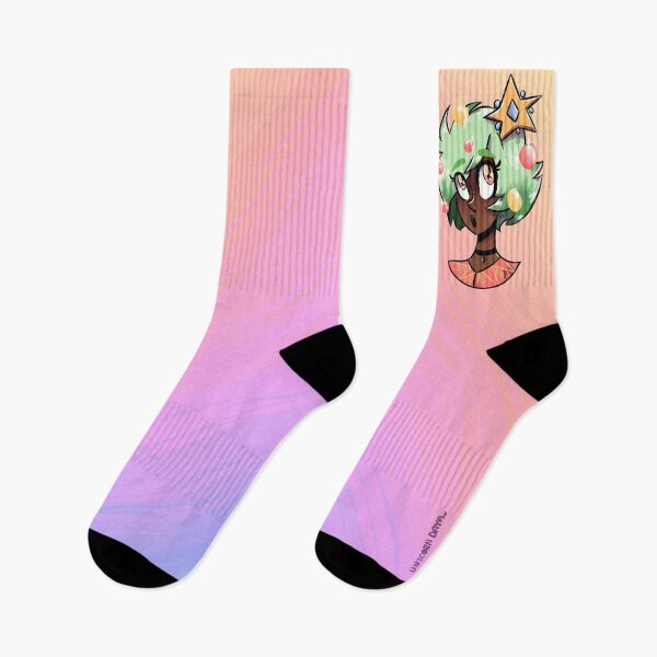 Item preview, Sock exclusive design: Christmas tree girl designed and sold by UnicornDaya.