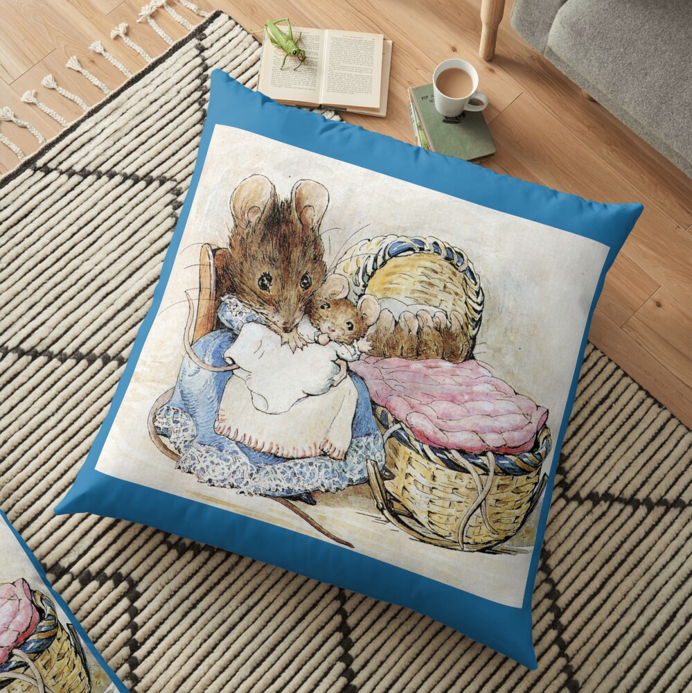 Hunca Munca and her Babies - Tale of Two Bad Mice - Beatrix Potter Floor Pillow