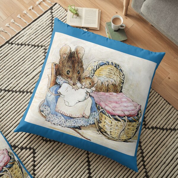 Hunca Munca and her Babies - Tale of Two Bad Mice - Beatrix Potter Floor Pillow
