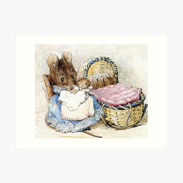 Hunca Munca and her Babies - Tale of Two Bad Mice - Beatrix Potter Art Print
