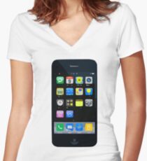 Apps & Icons Women's Fitted V-Neck T-Shirt