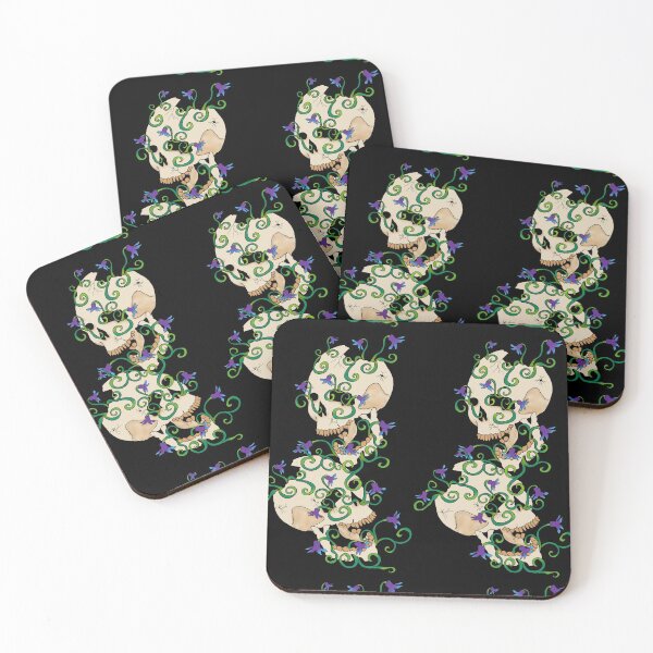 Item preview, twin skulls with flowers designed and sold by kyrnn.