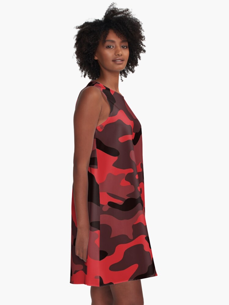 red camo overall dress