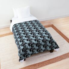 Cool Cat Graphic ~ black, blue and lavender Comforter