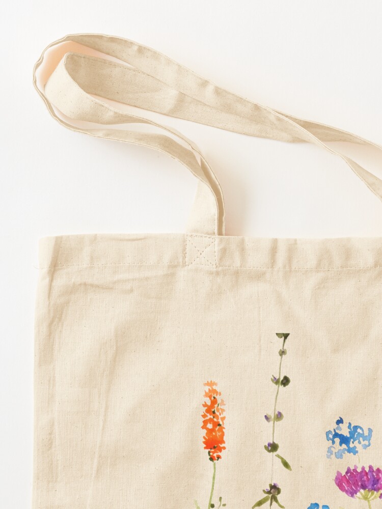 Alternate view of colorful wild flowers watercolor painting Tote Bag