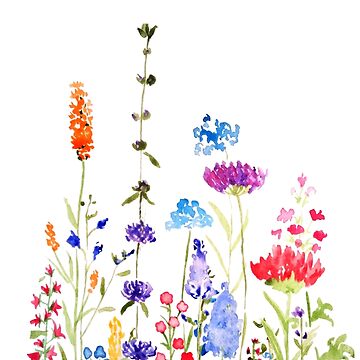 Artwork thumbnail, hand painted colorful wild flowers watercolor painting by ColorandColor