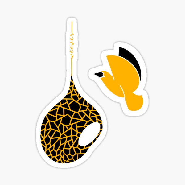 Geometric Ruppell’s Weaver Bird with nest and weaver text detail Sticker