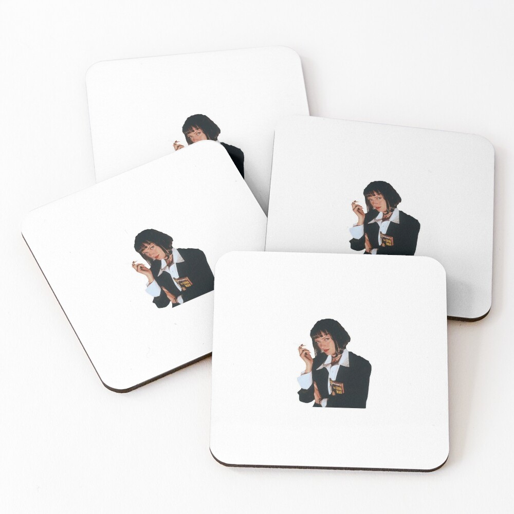 pulp fiction mia wallace png sticker coasters set of 4 by lmyf redbubble pulp fiction mia wallace png sticker coasters set of 4 by lmyf redbubble