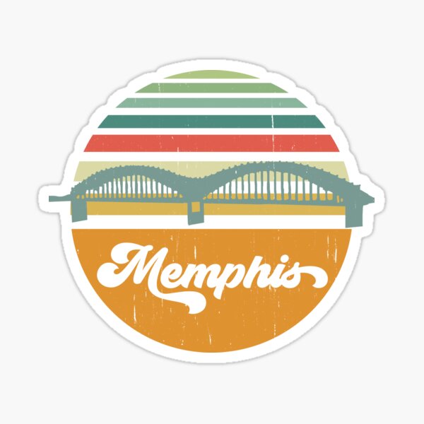 Memphis, Tennessee Sunset Souvenir, Vintage Bridge Design Sticker