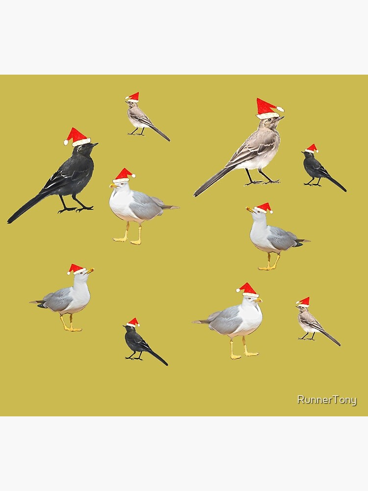 Birds having Christmas party (yellowish) by RunnerTony
